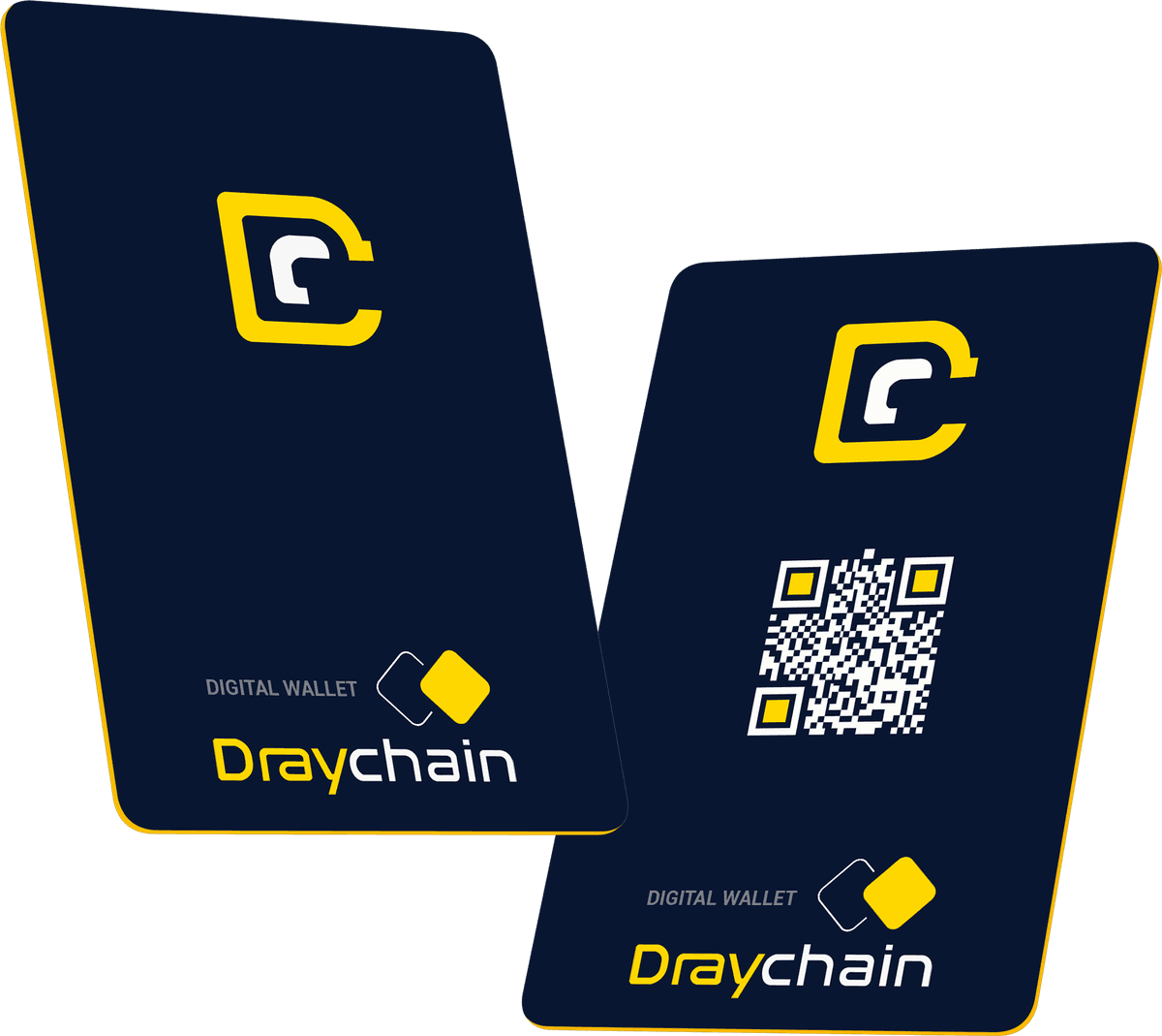 Draychain digital wallet cards, front and back